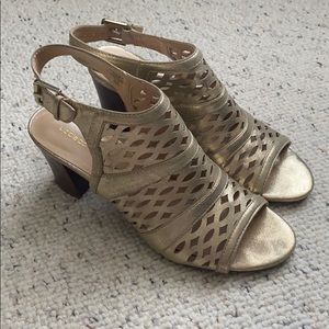 Liz Claiborne gold caged heels/sandals